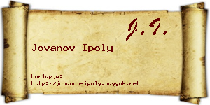 Jovanov Ipoly névjegykártya
